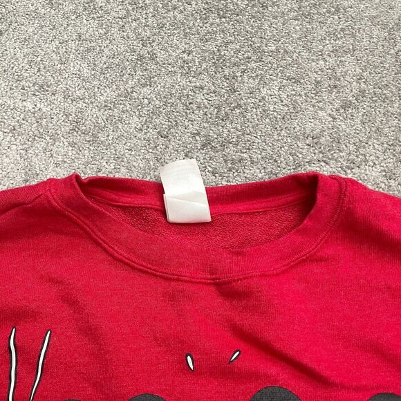Disney Mickey Mouse Pullover Sweatshirt Juniors Large Red Crew Neck Cartoon - Picture 9 of 10